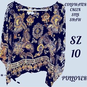 NWOT COLDWATER CREEK SILK SHAW, BEAUTIFULLY PATTERNED TO ACCENT ANY OUTFIT SZ 10